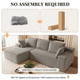 thumbnail image 4 of 96" L-Shape Modular Cloud Couch, 3-Seater Deep Seat Corduroy Sectional Sofa, Light Gray, 4 of 8