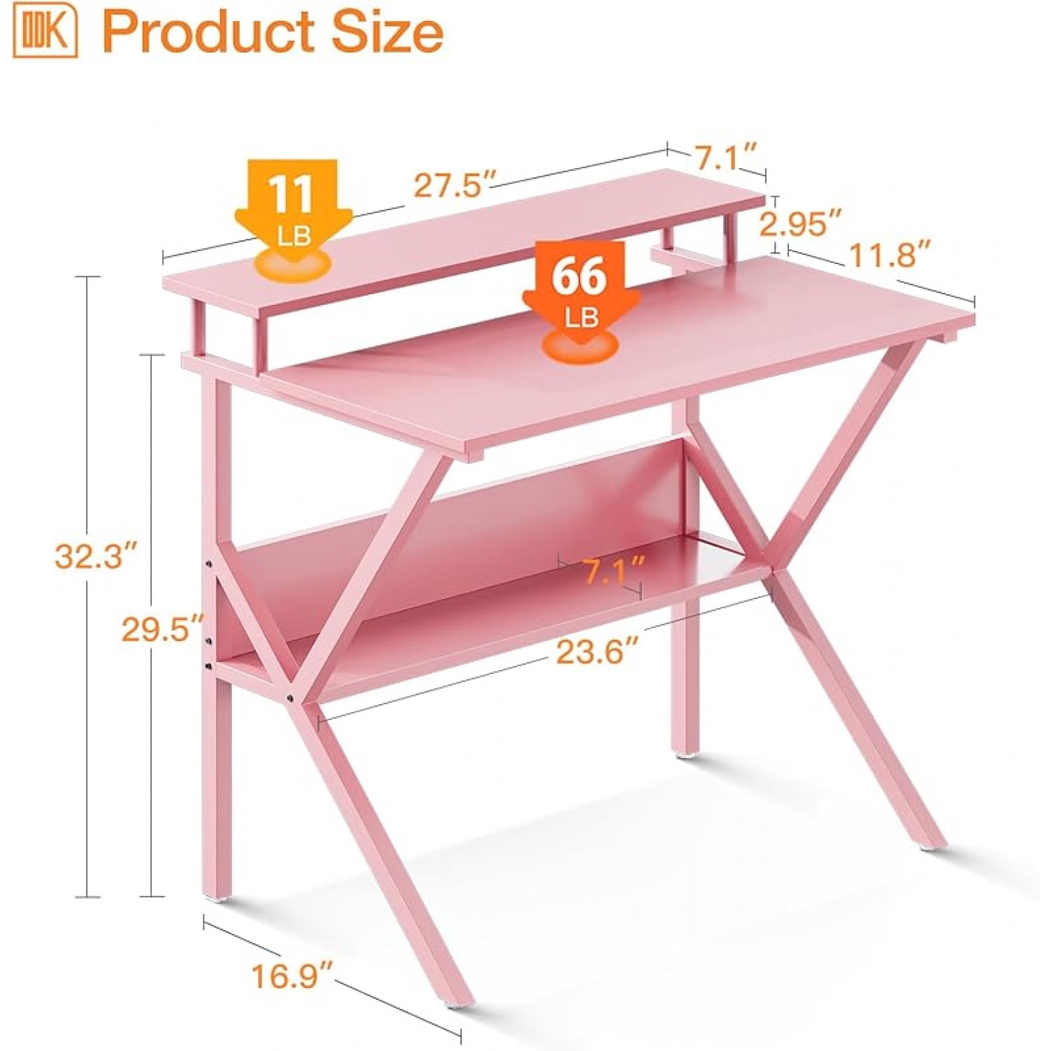 Small Desk, 27.5 Inch Small Computer Desk for Small Spaces, Compact Desk with Storage, Tiny Desk Study Desk with Monitor Stand for Home Office
