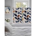 thumbnail image 4 of Kitchen Curtains 45 Inches length, Navy Blue Burnt Orange Window Treatment Curtain Drapes, Botanical Palm Leaf Abstract Lightweight Window Panels for Living Room Bedroom, 52"x45", 2 Panels, 4 of 7