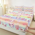 thumbnail image 3 of Castle Fairy Kawaii Animal Salamander Full Size Sheets 4-Piece for Preppy Children Teens,Love Heart Print Breathable Bed Sheets,Abstract Gradient Ombre Stripes Lightweight Sheet Sets, 3 of 7