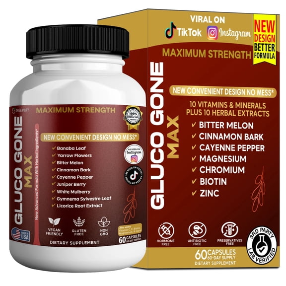 GreenVify Gluco Gone Max Herbal Supplement Capsules, Metabolism & Wellness Support