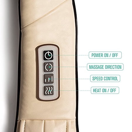 Nekteck Shiatsu Deep Kneading Massage Pillow with Heat, Car/Office Chair Massager, Neck, Shoulder, Back, Waist Massager Pillow [Speed Control, Bi-Direction Control] – Beige