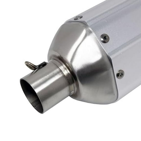 MMG Exhaust System Muffler for GY6 125cc 150cc 4 Stroke Scooters (Metallic Silver Finish)