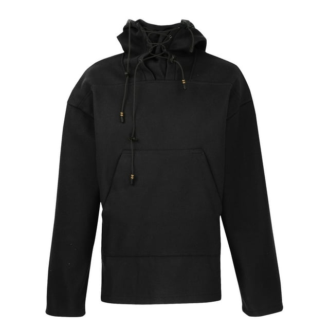 Sudadera con capucha de lana casual de longitud media de invierno para hombre Pompotops oipoqjl16948