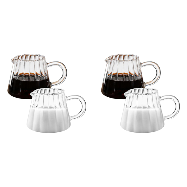 4 Pcs Glass Pitcher, Wave Shaped Glass Creamer Pitcher, Glass Tea Pitcher, Coffee Milk Creamer Pitcher, Milk Frothing