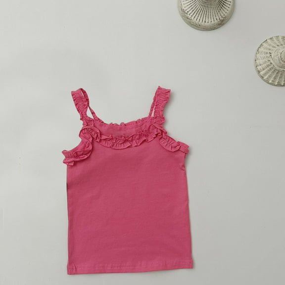 piuwrlz Summer Sleeveles Wide-StrapTank Tops Kids Girls Boys Lightweight Sports Vest T-Shirt Loose Round Neck Pullover Hot Pink Size 130