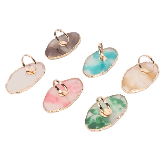Anillo de Paleta de Mezcla de Color, Bordes Dorados Fáciles de Limpieza de la resina de la uña de la uña anillos 6 piezas para pintas para pintar