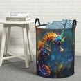 thumbnail image 6 of Fuzoiu Neon Seahorse Underwater Realm Print Circular Hamper,Laundry Basket with Handle,Collapsible Laundry,Dirty Clothes Storage Basket,for Bedroom Bathroom Dorm Living Room-Small, 6 of 6