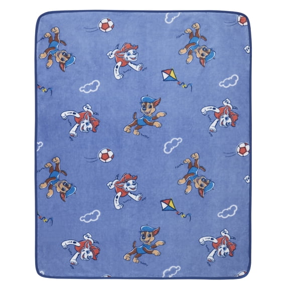 Paw Patrol Blue Plush Toddler Blanket 40" x 50" Soft Baby Bedding