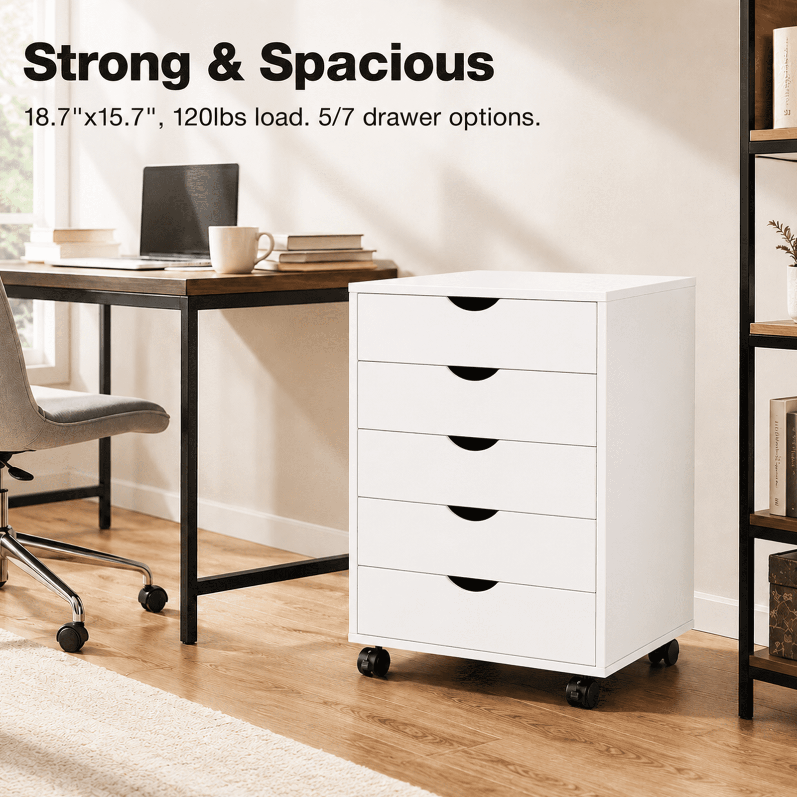 Alvantor 5/7-Drawer Storage Cabinet with Rolling Wheels, Lockable Casters, Spacious Drawers & Top Shelf for Office & Home