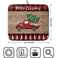 thumbnail image 2 of Christmas Dish Drying Mat 16 x 18 Inch with Hanging Loop High Absorbent Reversible Microfiber Red Truck Buffalo Check Plaid Dish Mat Dish Drying Pad Dish Rack Pad Drainer Mat Counter Mat, 2 of 7
