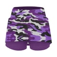 thumbnail image 5 of FAOWME Women's Skirts High Waist Camouflage Print Comfortable Breathable Fitness Yoga Skirt Built In Shorts For Sports Activities,Purple,Xxxl, 5 of 7
