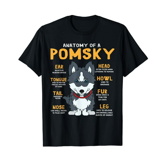 Pomsky Anatomy Funny Dog Mom Dad Gift T-Shirt