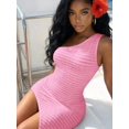 thumbnail image 3 of Pink One-Shoulder Ruched Bodycon Maxi Dress With Side High Slit, 3 of 8