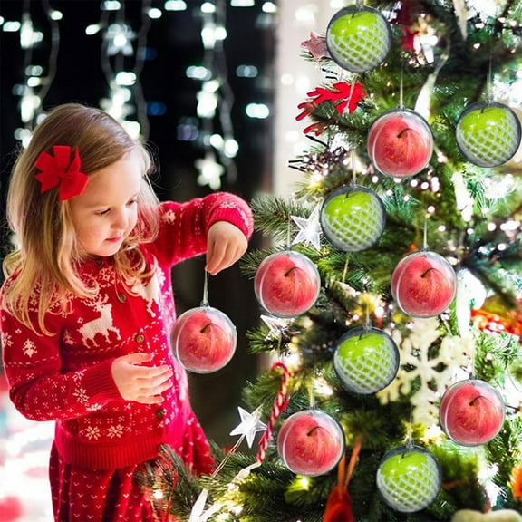 Christmas Ball Ornaments 1 Pcs - 2 inch Large Shatterproof Christmas Balls, Christmas Eve Apples image Decorations Indoor, Classic Holiday Party Hanging Ornaments for Xmas Tree, Wreath, Vines, Green