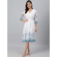 thumbnail image 4 of Janasya Indian Women's White Georgette Digital Print Flared Western Dress, 4 of 8