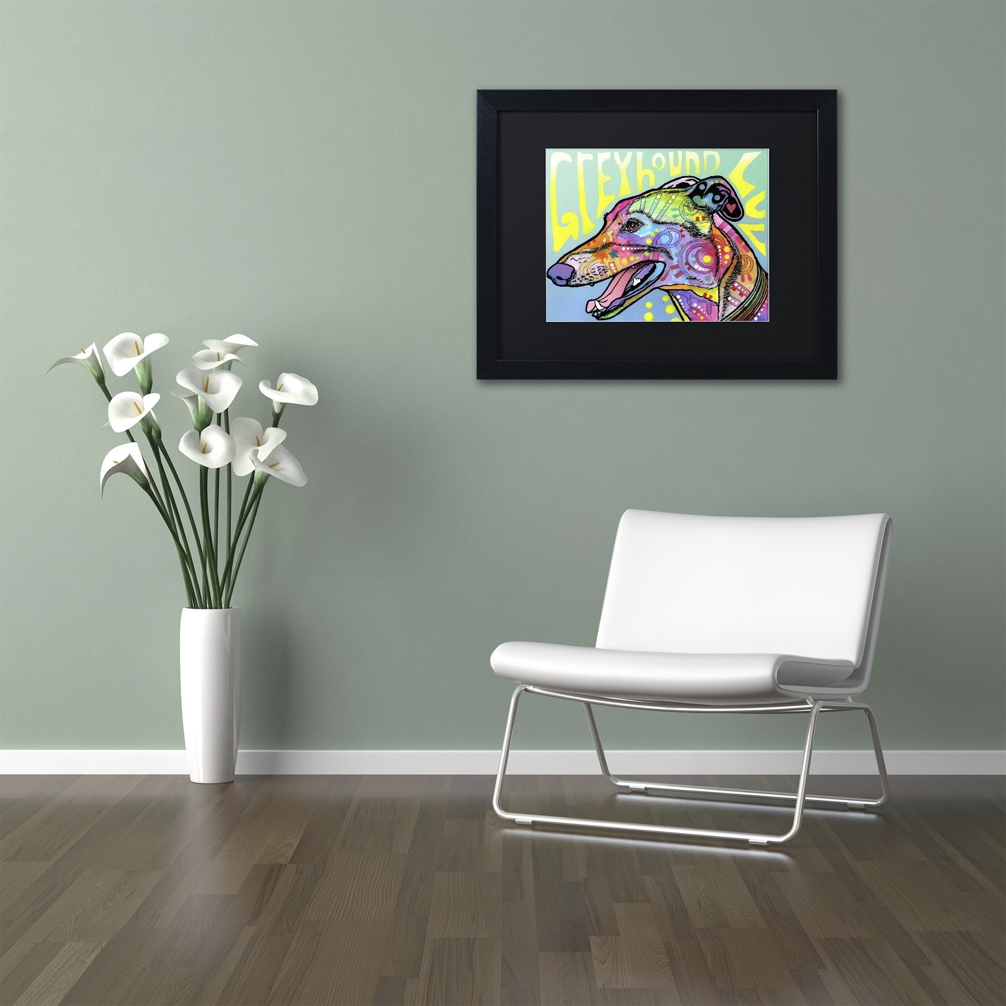 Trademark Fine Art 'Greyhound Luv' Canvas Art by Dean Russo, Black Matte, Black Frame