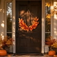 thumbnail image 5 of Fall Wreaths for Front Door, Metal Hoop Fall Wreath with Orange Leaves Red Berries, Front Door Wreaths for Summer Door Decor Fall Wedding Decor Thanksgiving Harvest Home Decor, 16.92 Inch by XSAOP, 5 of 7
