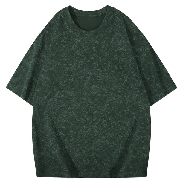 Blusas y camisas de manga corta con cuello redondo para hombre, blusas/camisetas casuales de verano a la moda de color liso con cuello redondo para hombre.