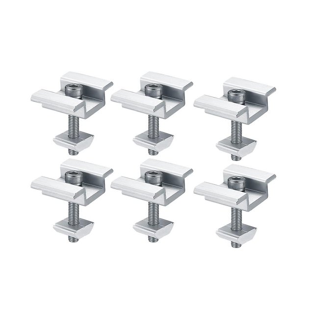 Paquete de 8 soportes de montaje para paneles solares, extremo del panel solar, centro, para módulo solar de panel solar fotovoltaico, 30 m, color plateado