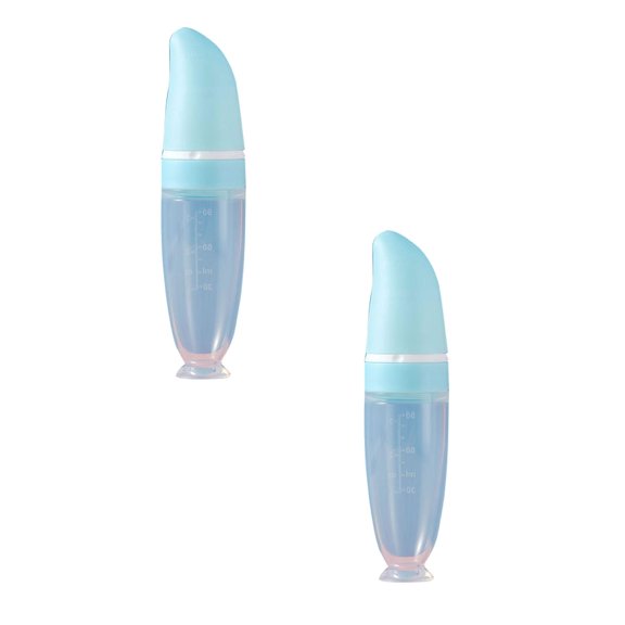 Metal Spoons Feeding Baby Spoon Food Grade Liquid Silica Gel Suction Cup Extrusion Type Rice Paste Spoon Baby Cutlery Rice Paste Bottle