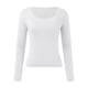 thumbnail image 4 of Tops ajustados para mujer: top corto de manga larga y cuello redondo, básico, ajustado, mezcla de poliéster, para entrenamiento/yoga/informal, tallas S-XL, 4 of 5