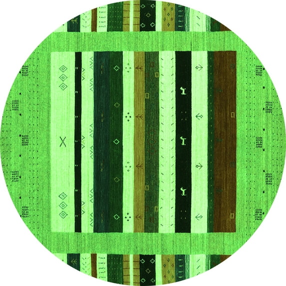 Ahgly Company Indoor Round Abstract Green Contemporary Area Rugs, 5' Round