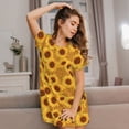 thumbnail image 3 of Vsdgher Yellow Leopard Print Sunflower Pattern Womens Short Sleeve Sleepshirt Scoopneck Cute Nightdress Ruffle Comfy Nightgown, 3 of 6