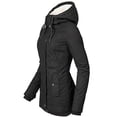 thumbnail image 2 of BlackLWaterproof Abrigo de invierno cálido con capucha Abrigo grueso de algodón con forro polar para mujer, 2 of 3