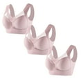 thumbnail image 1 of HXWCHs Women's Strapless Lace Bra Set with Adjustable Gather Design for Comfortable Side Support and Smooth Wear 3PCS L Pink, 1 of 3