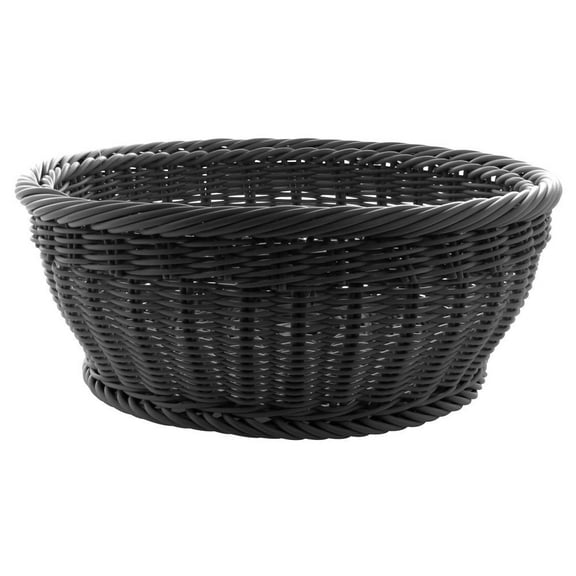 HUBERT Round Black Plastic Basket15 3/8 Dia x 6 3/4 H