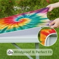 thumbnail image 6 of Colorful Rainbow Tie Dye Spiral Pattern Square Fitted Tablecloth with Elastic Edge,Square Table Cover,Washable Elastic Table Cover for Home Kitchen Party Decor 34"x34", 6 of 6