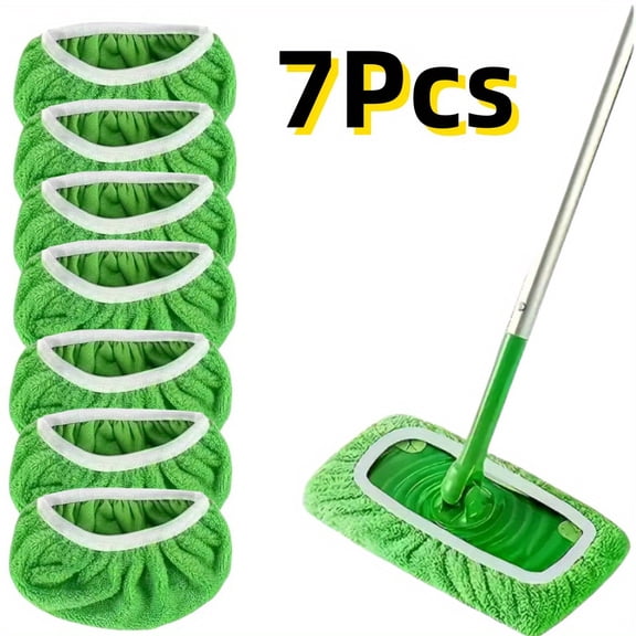 7 Pack Reusable Microfiber Mop Refills - Dry Sweep & Wet Mop Pads, Washable (Mop Not Included)