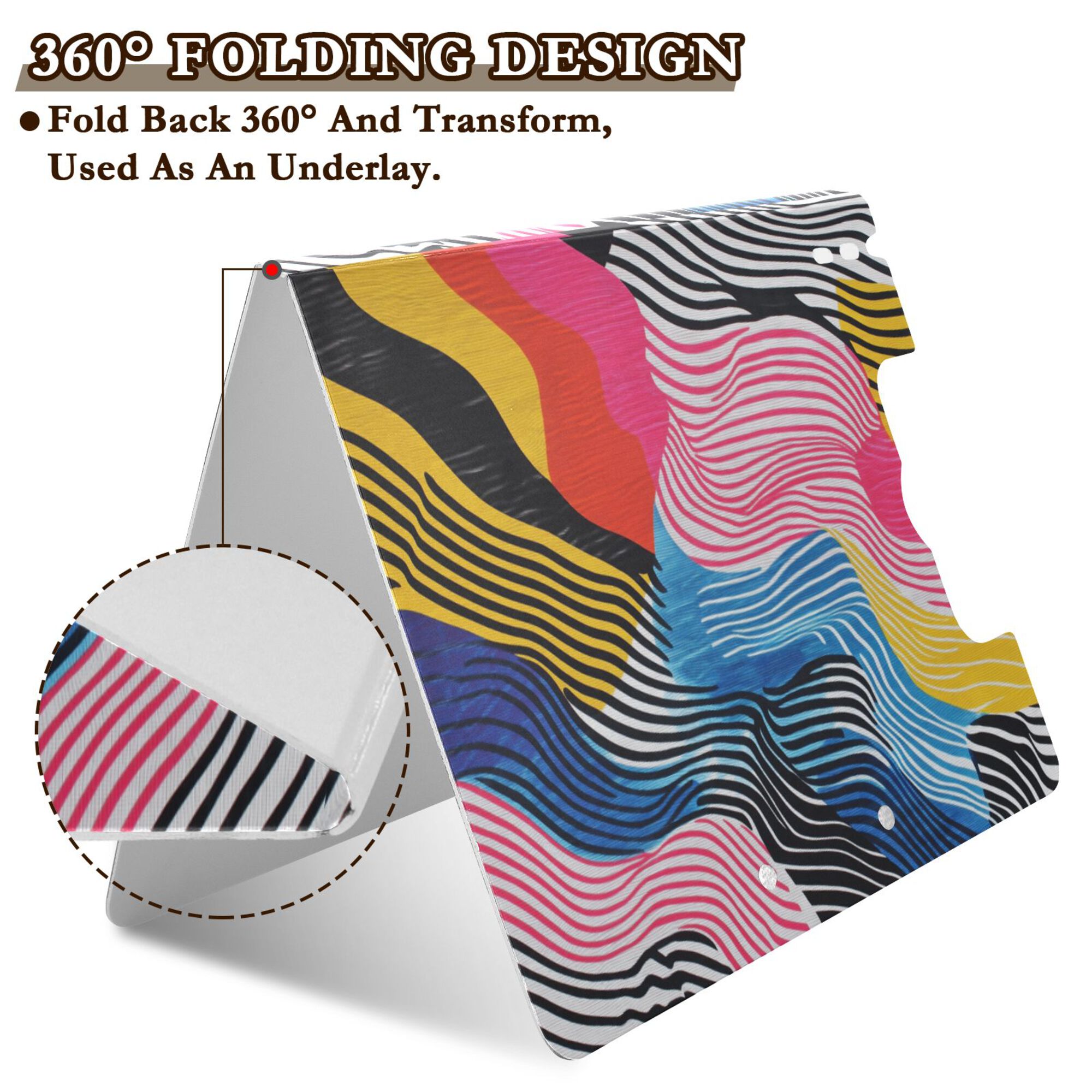 FORMRS A4 Clipboard Folder with Pen Holder Horizontal Foldable School Office Binder, Stripes Pattern