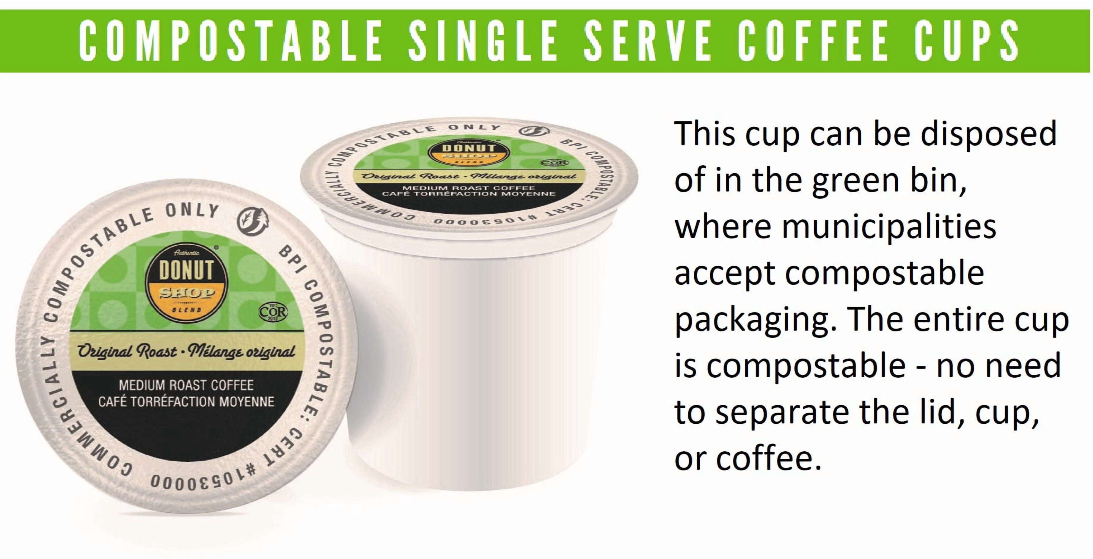 Authentic Donut Shop Blend Original Roast Coffee, Compostable Single Cup Coffee Pods Compatible with Keurig K-Cup Brewers, 20 Count