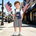 thumbnail image 4 of Coerni July 4th Denim Overalls for Boys & Girls American Flag Printed Bib Jumpsuits Independence Day Celebration Shorts Rompers 5-14 Years, 4 of 5