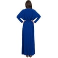 thumbnail image 4 of KOH KOH Long Sleeve Asymmetric Slit Fall Winter Evening Flowy Empire Waist Full Floor Length Cocktail Formal V-Neck Tall Maxi Dress Gown For Women Cobalt Royal Blue XX-Large US 18-20 NT060, 4 of 5