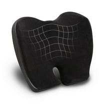 Mind Reader Air-Cloud Memory Foam Seat Cushion, Ergonomic Support for Lower Back, 18"L x 16.75"W x 4"H, Black