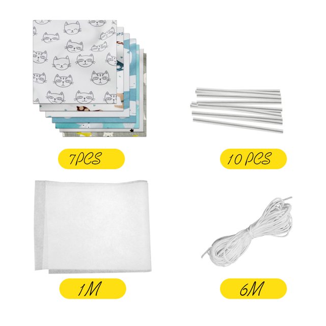 Máscara facial para manualidades, juego de accesorios para bricolaje, cubierta facial, tela, tira de nariz, máscara de cuerda para el oído, Kit de bricolaje, 25x25cm Methold AF0123-01B