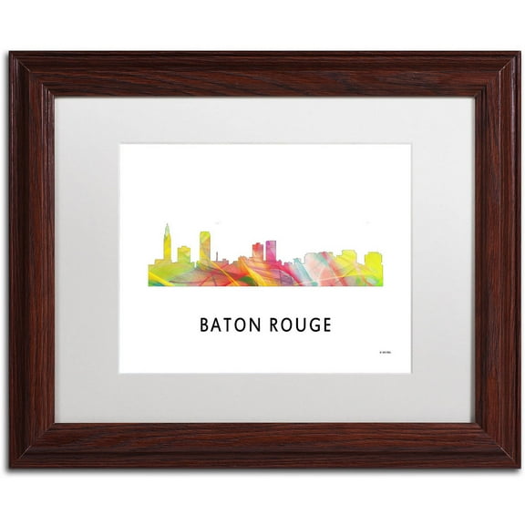 Trademark Fine Art 'Baton Rouge Louisiana Skyline WB-1' Canvas Art by Marlene Watson, White Matte, Wood Frame