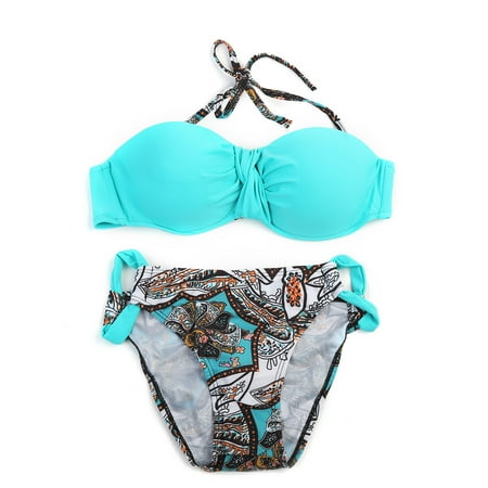 

Meihuida Women s Bikini Solid Color Bra and Floral Print Thong 2 Pack