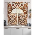 thumbnail image 2 of Burnt Orange Retro Kitchen Curtains Sets 36 Inch Length with Valance, Ethnic Flowers Impressionist Art Swag Valances and Tiers Curtain Set Drapes Swag Curtains for Living Room, Bathroom, Bedroom, 2 of 6