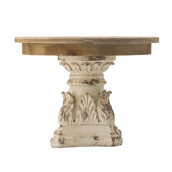 A&B Home Wooden Table Top Plate Stand - 11" - Natural, Distressed Cream Finish