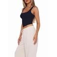 thumbnail image 4 of Women'S Sleeveless Square Neck Tank Top Double Layer Basic Crop Tops Summer Workout Casual Tops Navy Blue XL, 4 of 7
