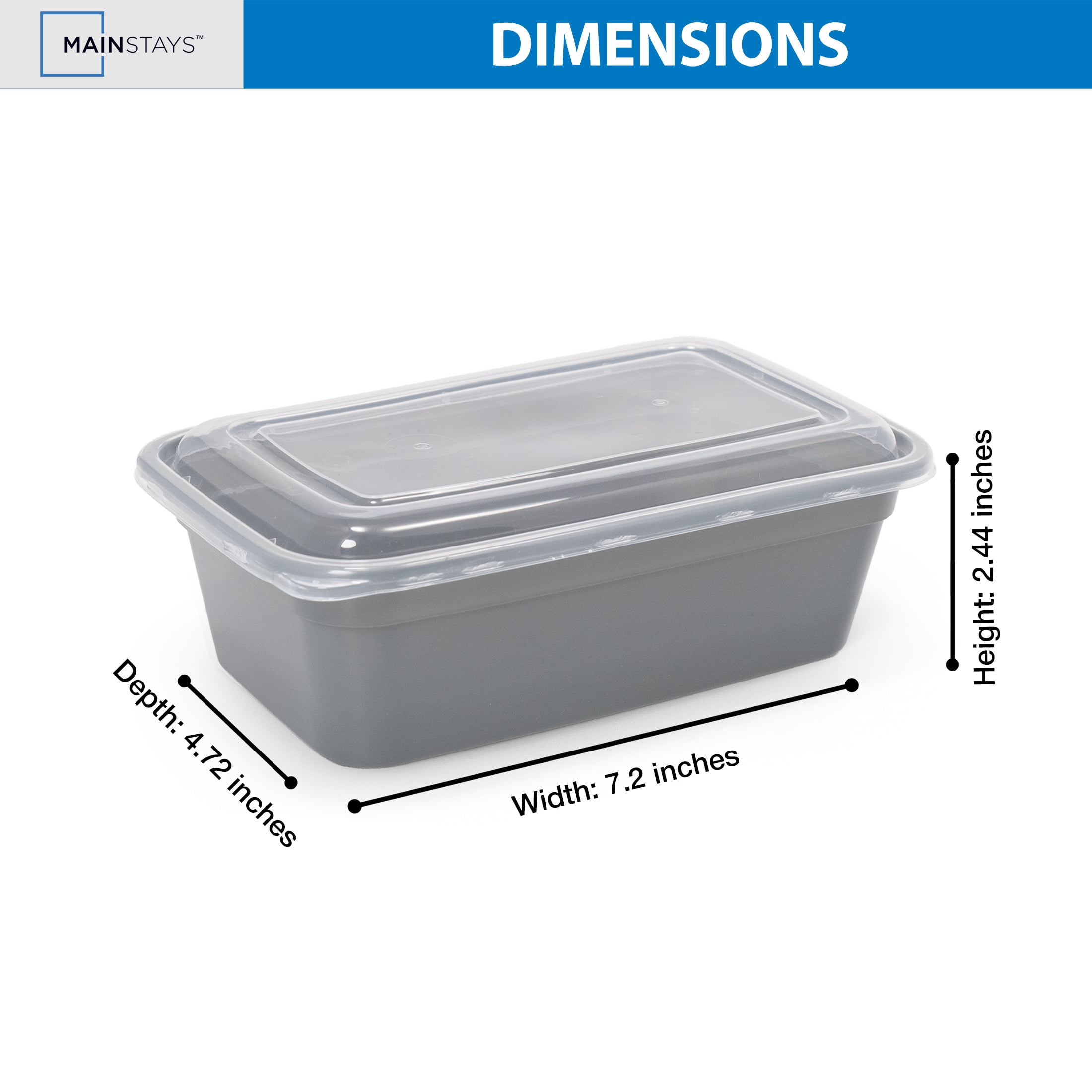 Mainstays 5-Pack 1-Compartment BPA-Free Plastic Snack Meal Prep Food Storage Containers, 3 Cup, Soothing Grey