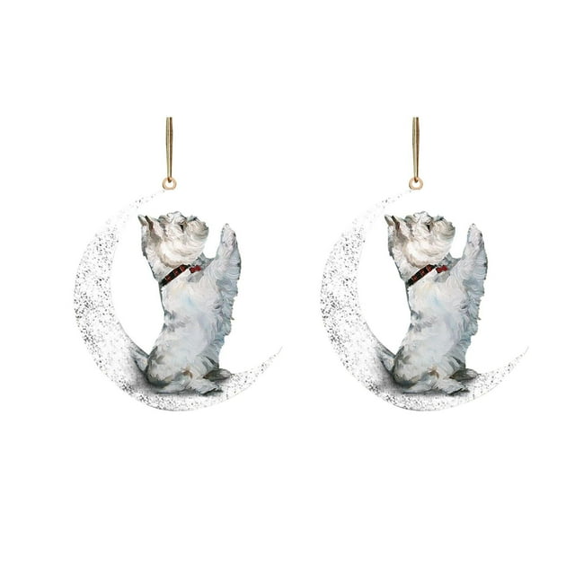 Iron Art Siéntese en la luna Lovely Dog Moon Ornament para los amantes de los perros Christmas Tree Pendent 2PC Wmkox8yii gf6364