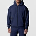 thumbnail image 5 of Jinhomg Mens Big and Tall Track Suit 2 Piece Soft Cotton Sweatsuit Casual Comfy Solid Full Zip Hoodies with Elastic Waist Sweatpants Sports Jogging Sets Deal of The Day Clearance Navy S, 5 of 10