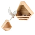 thumbnail image 6 of Triangular Wooden Bird Nesting House With Dual Shelves Garden Wild Bird Shelter For Sparrow Swallow Wren Chickadee Outdoor Backyard Porch(Beige-30Cm), 6 of 7