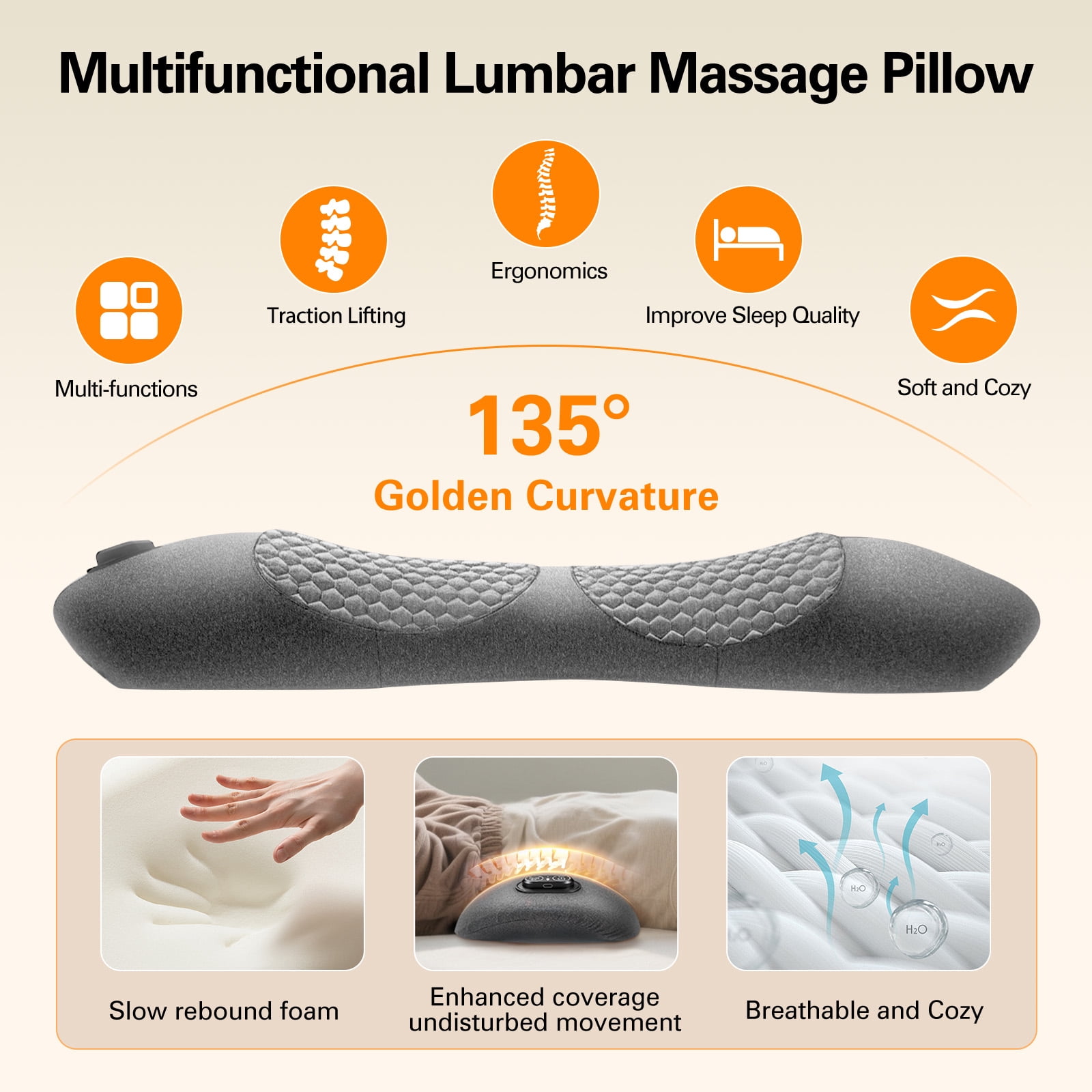 Triple Fusion Back Massager, 2026 New Triple Fusion Massager for Sciatica, with Electric Traction Lifting & Heat Compress, All-Round Support, Relieve Neck/Shoulder Discomfort