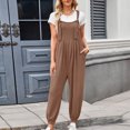 thumbnail image 6 of ClodeEU Women's Sleeveless Adjustable Straps Jumpsuits,Loose Harem Bib Jumpsuits with Pockets Brown,Womens Plus XL, 6 of 6